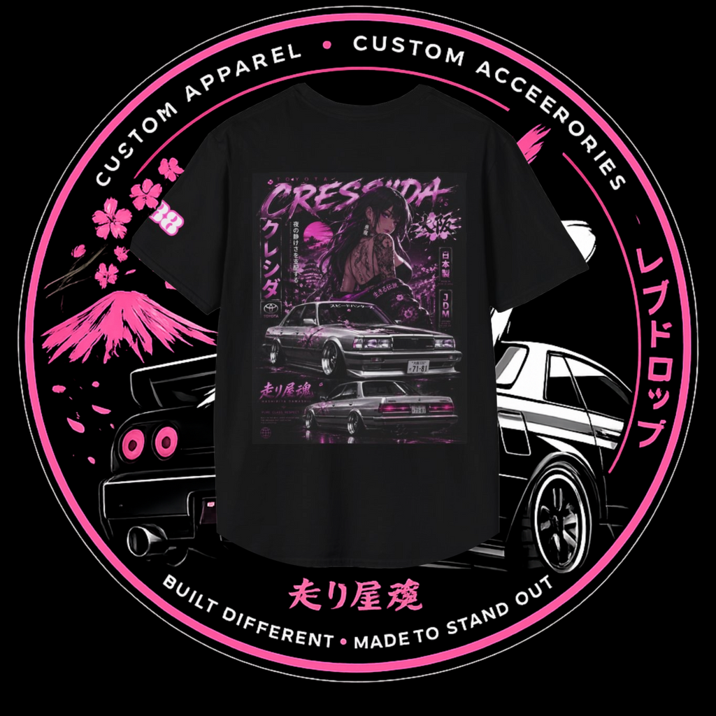 RevDrop Neon Legacy Cressida Graphic Tee – JDM Toyota Cressida Tee