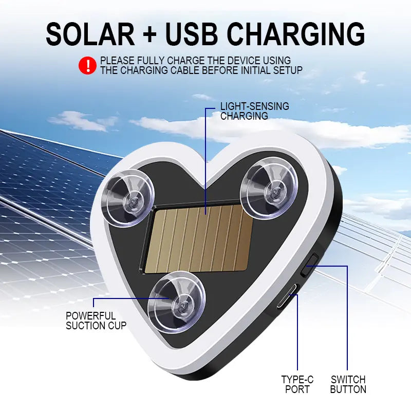 DIYCOM Solar-Powered Heart Neon Light, Multi-Mode Cars Accessory for Car Decorating, Cars Accessories
