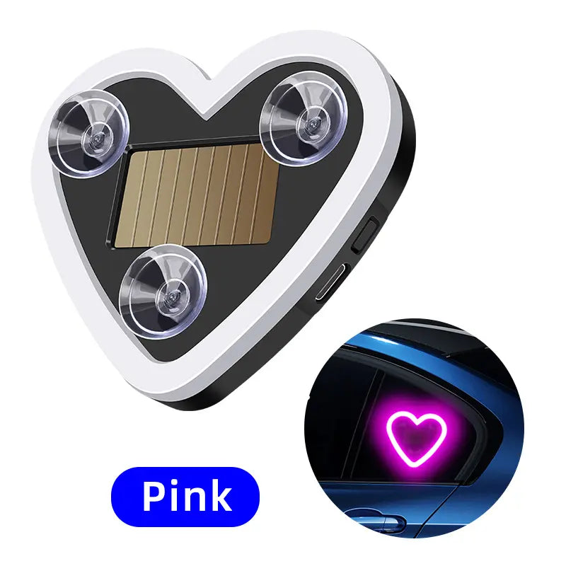 DIYCOM Solar-Powered Heart Neon Light, Multi-Mode Cars Accessory for Car Decorating, Cars Accessories